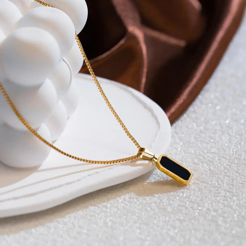 Black square Pendant necklace glimmersgrace.store