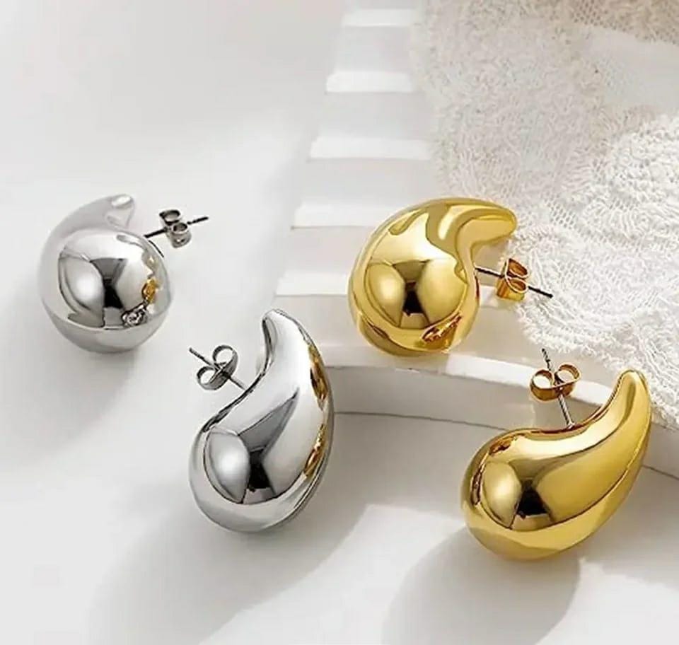 Golden Water Drop Stud Earrings - glimmersgrace.store