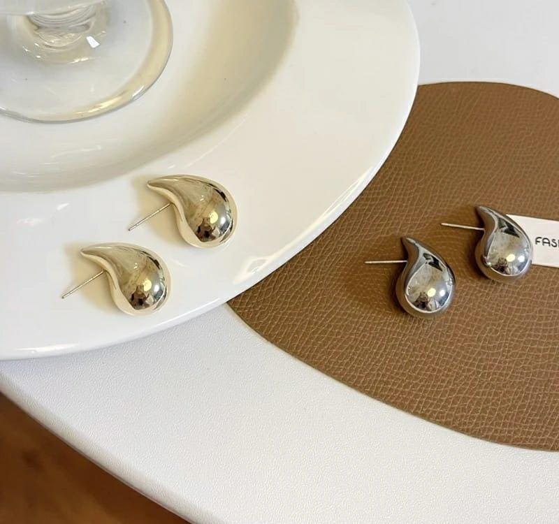 Golden Water Drop Stud Earrings - glimmersgrace.store